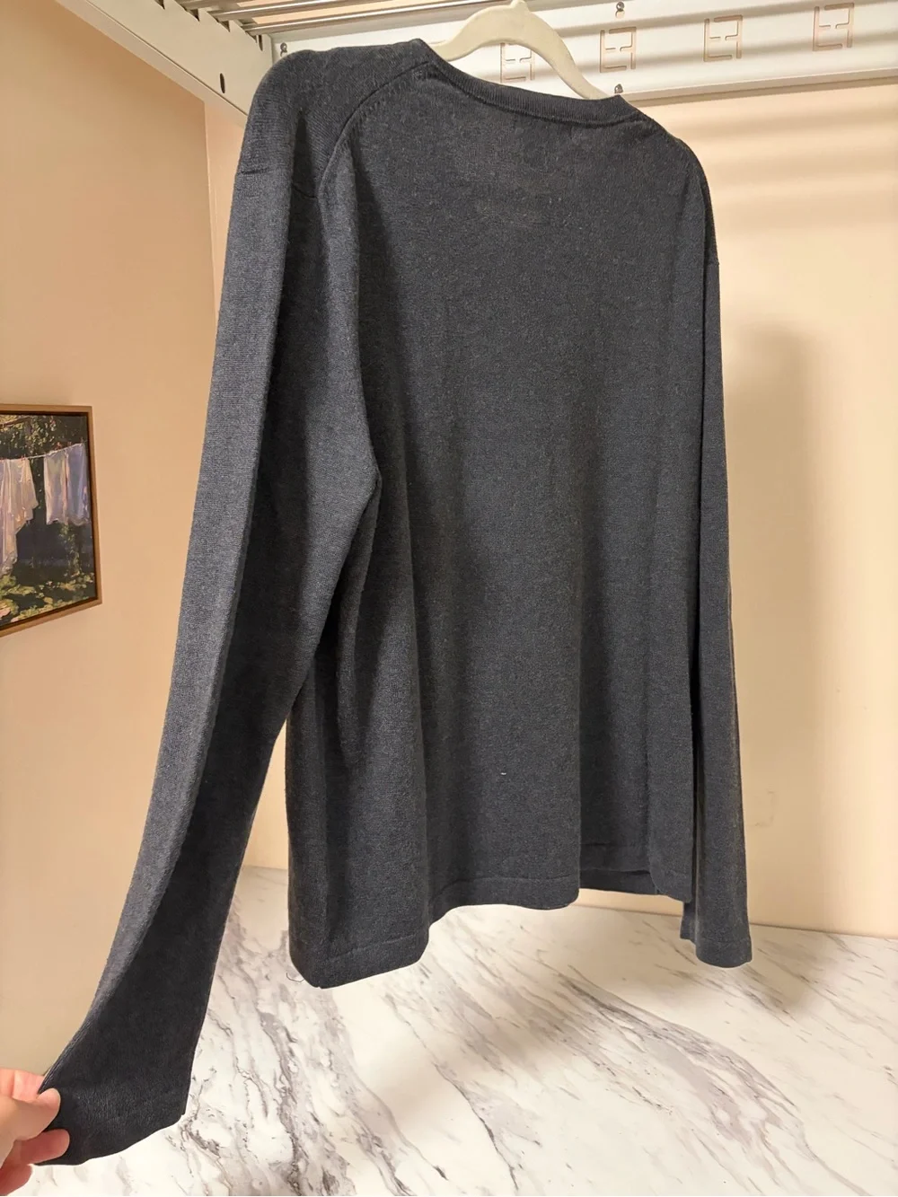 Banana Republic Silk & Cashmere Men's V-Neck Sweater in Charcoal- L